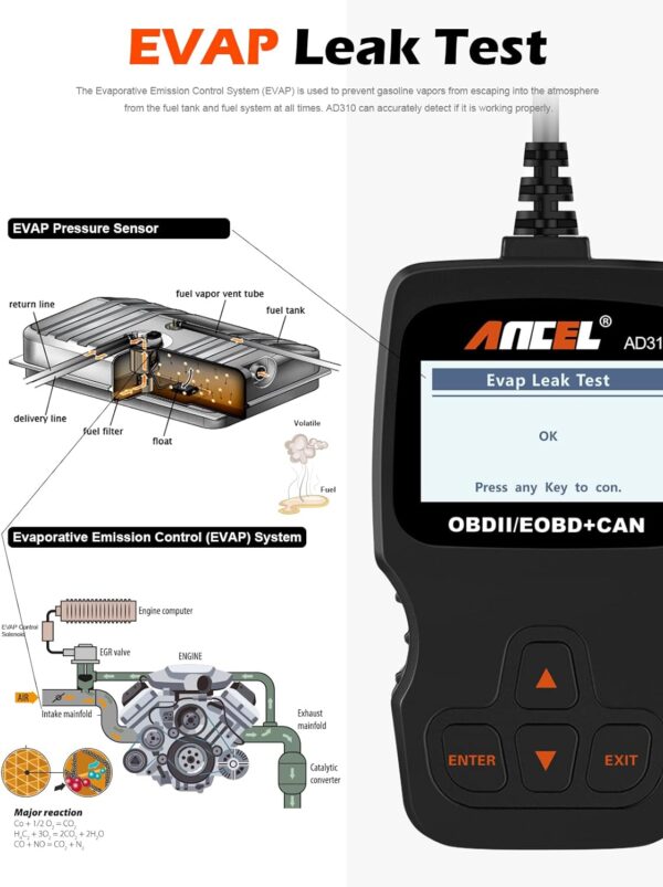 ANCEL AD310 Classic Enhanced Universal OBD II Scanner Car Engine Fault Code Reader CAN Diagnostic Tool for All OBD2 Vehicles Since 1996 & Newer (Black)