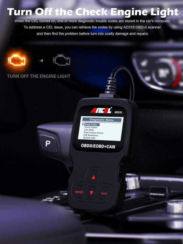 ANCEL AD310 Classic Enhanced Universal OBD II Scanner Car Engine Fault Code Reader CAN Diagnostic Tool for All OBD2 Vehicles Since 1996 & Newer (Black)