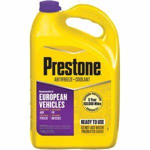 Prestone European Vehicles (Violet) Prediluted Coolant For: Audi 2008 and newer, Volkswagen 2009 and newer, Porsche 2010 and newer, Mercedes Benz 2014 and newer