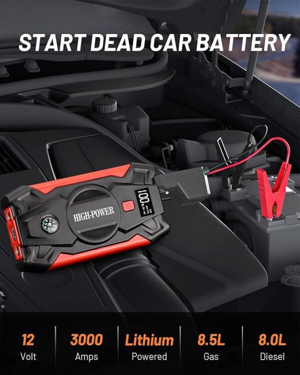 High Power 3000A Portable Car Battery Jump Starter