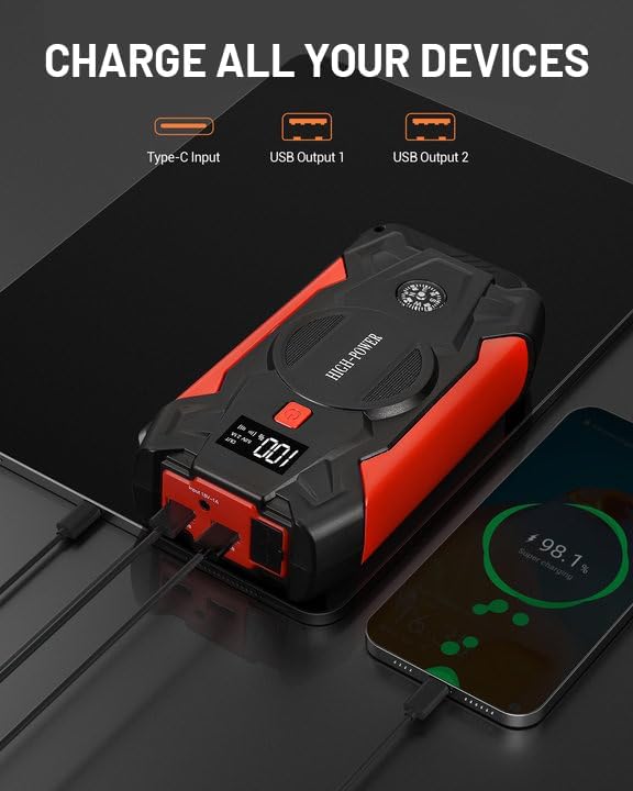 High Power 3000A Portable Car Battery Jump Starter