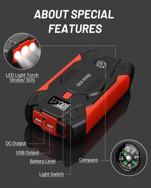 High Power 3000A Portable Car Battery Jump Starter