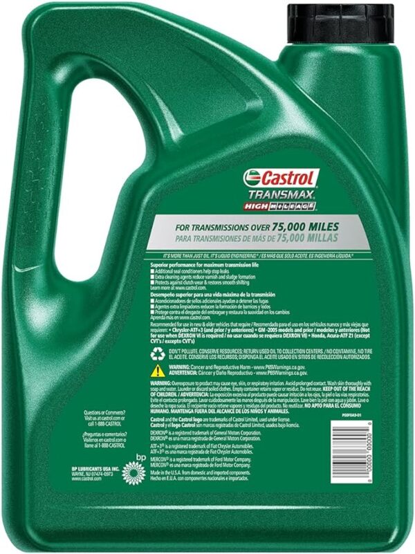 Castrol Transmax High Mileage Transmission Fluid – 4 Quarts