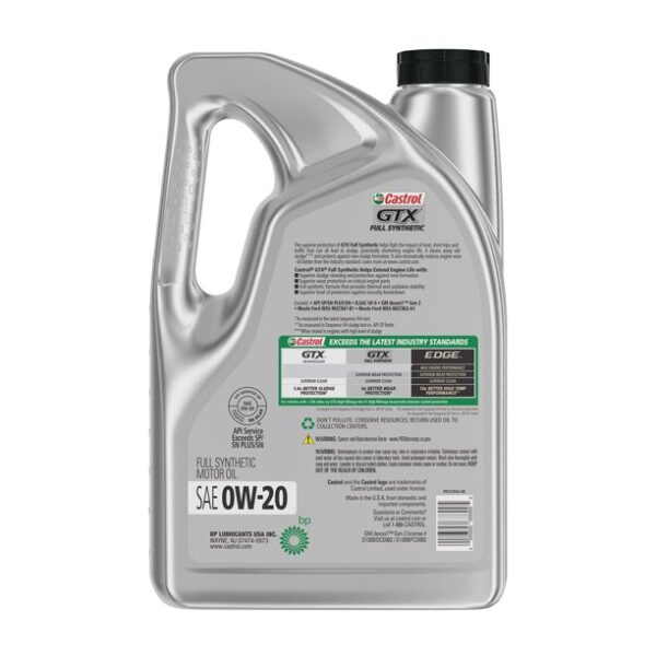 0W-20 Castrol GTX Full Synthetic Motor Oil 5L